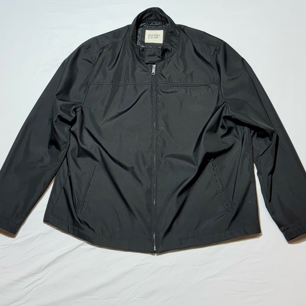 Old Navy Black Windbreaker Lightweight Zip-Front